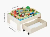 Stolik drewniany dla dzieci z torami i 100 klockami, 3w1, 3+