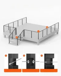 Słupki balustrady liniowej 91 cm stal nierdzewna, otwory montażowe, czarne