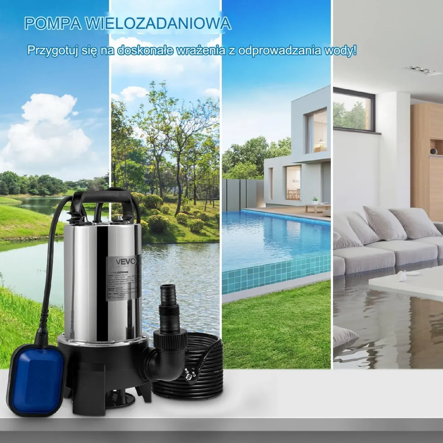 Pompa głębinowa membranowa górnossąca do wody studni zanurzeniowa 1300W - obrazek 6