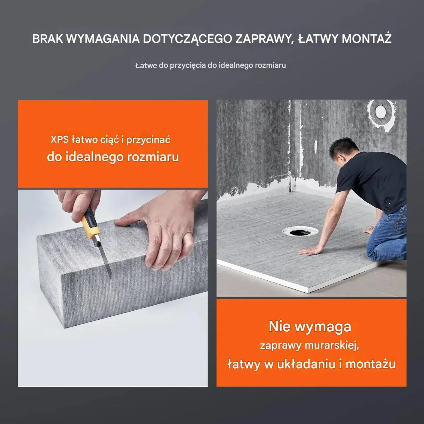 Brodzik prysznicowy 1828x1828 mm odpływ 50mm zestaw z wkładką PVC nierdzewna - obrazek 4