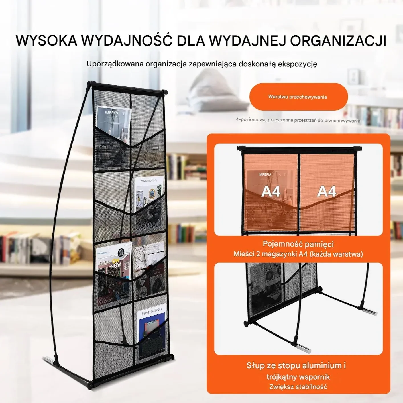 Stojak na Broszury Literaturę 4 Półki - obrazek 5