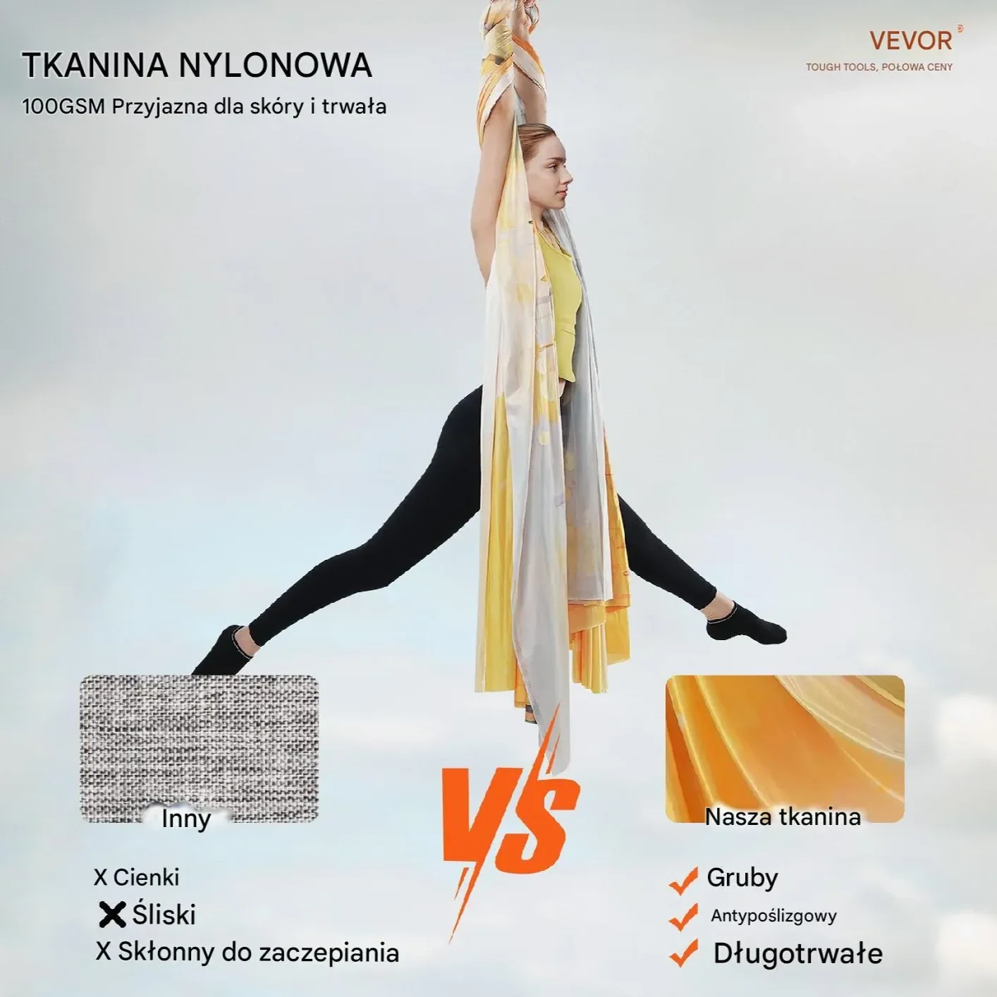 Zestaw Hamak do Aerial Yoga Złoty Gradient - obrazek 6