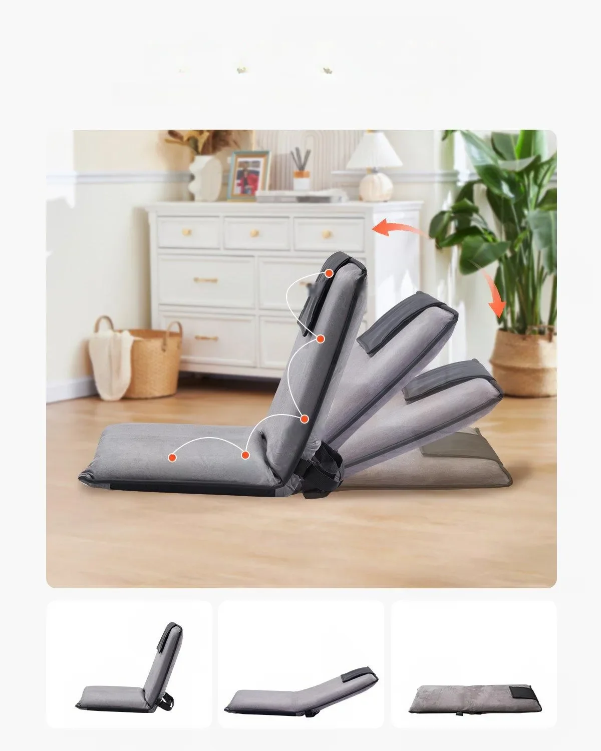 Krzesło Podłogowe z Podparciem Pleców – 6 regulowanych pozycji - obrazek 2