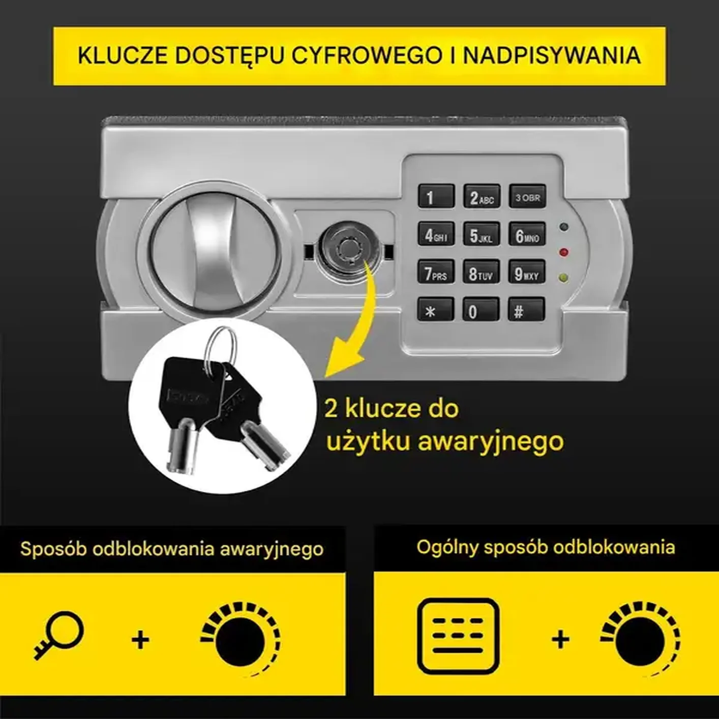 Sejf depozytowy elektroniczny 48L z kodem i wrzutem do domu, hotelu, biura - obrazek 5