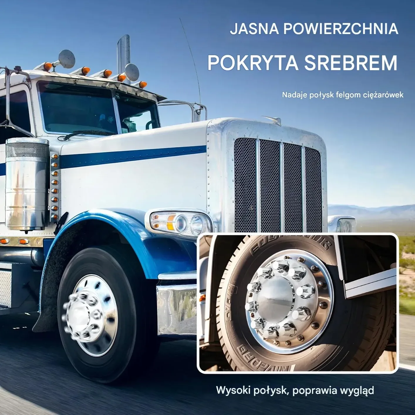 Nakładki na oś ciężarówki kopułkowe 2szt. ABS chromowane klucz montazowy - obrazek 3