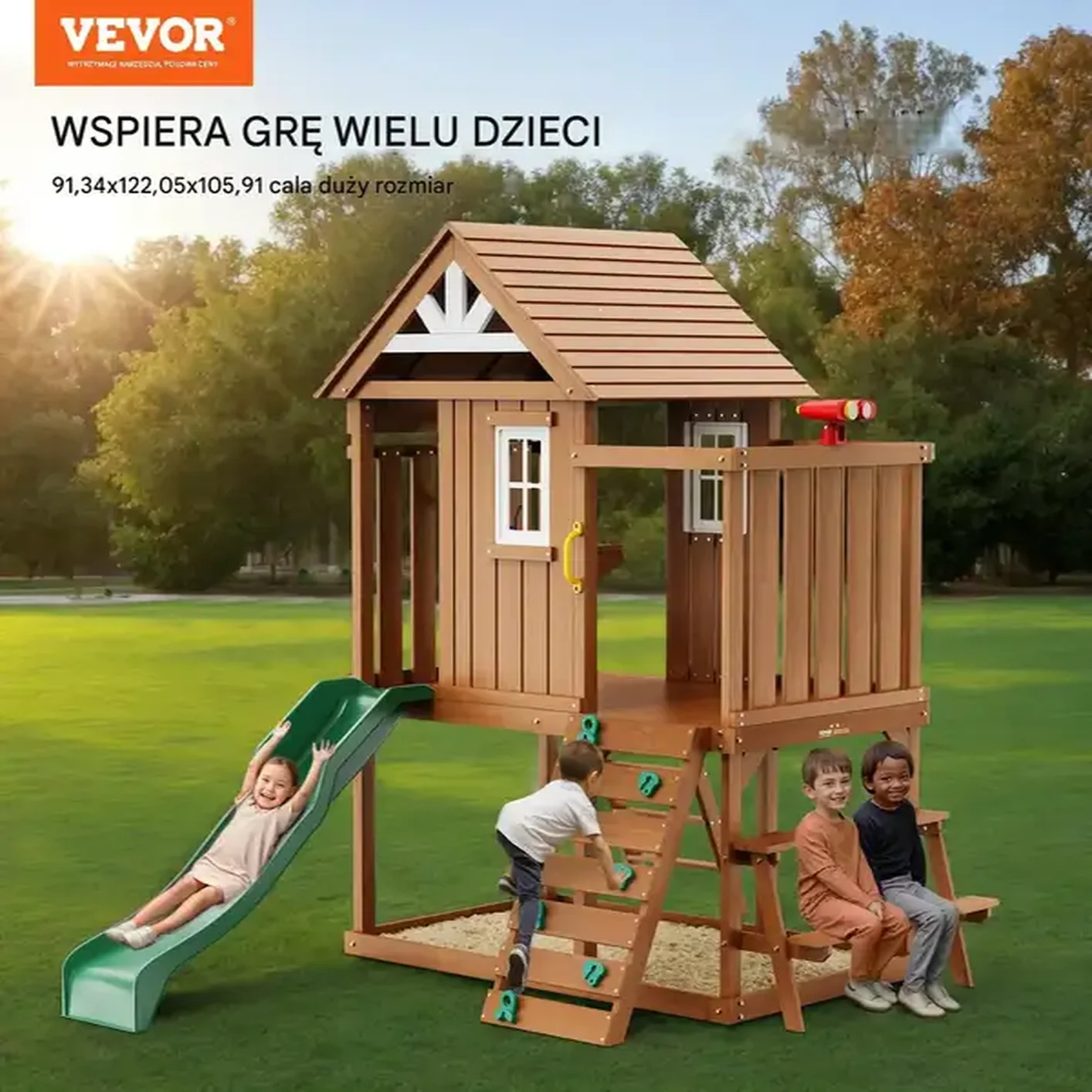 PLAC ZABAW Domek dla dzieci huśtawka zjeżdzalnia - obrazek 3