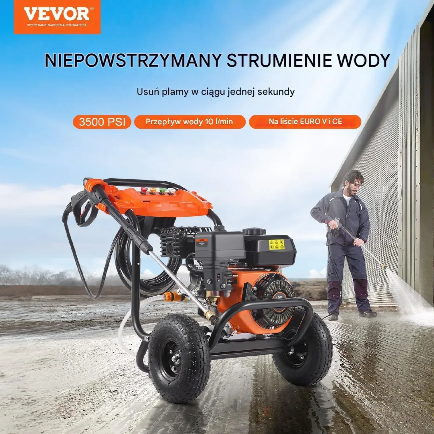 Myjka spalinowa 3500 PSI 10L/min 5 dysz - do samochodów i myjni - obrazek 6