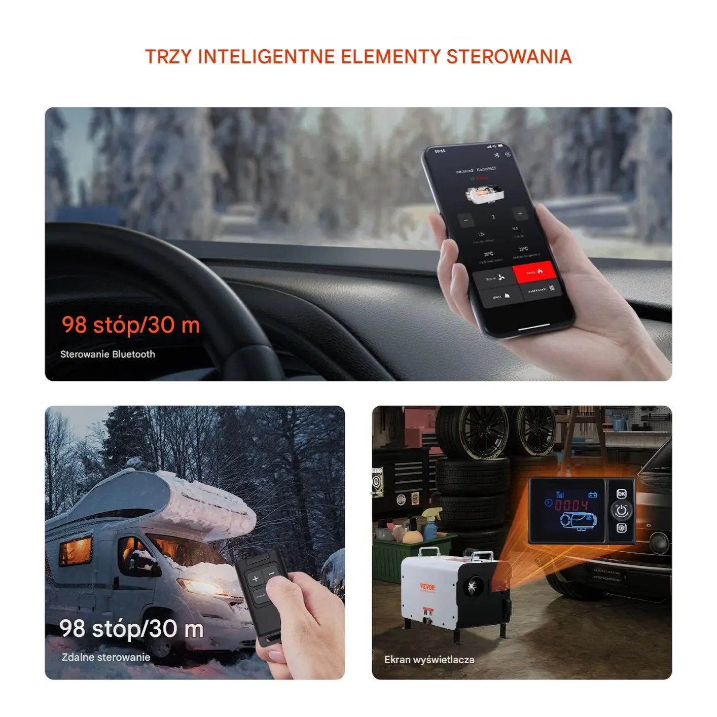 Nagrzewnica Diesla 8KW 12V/24V z Bluetooth APP do kampera z pilotem - obrazek 5