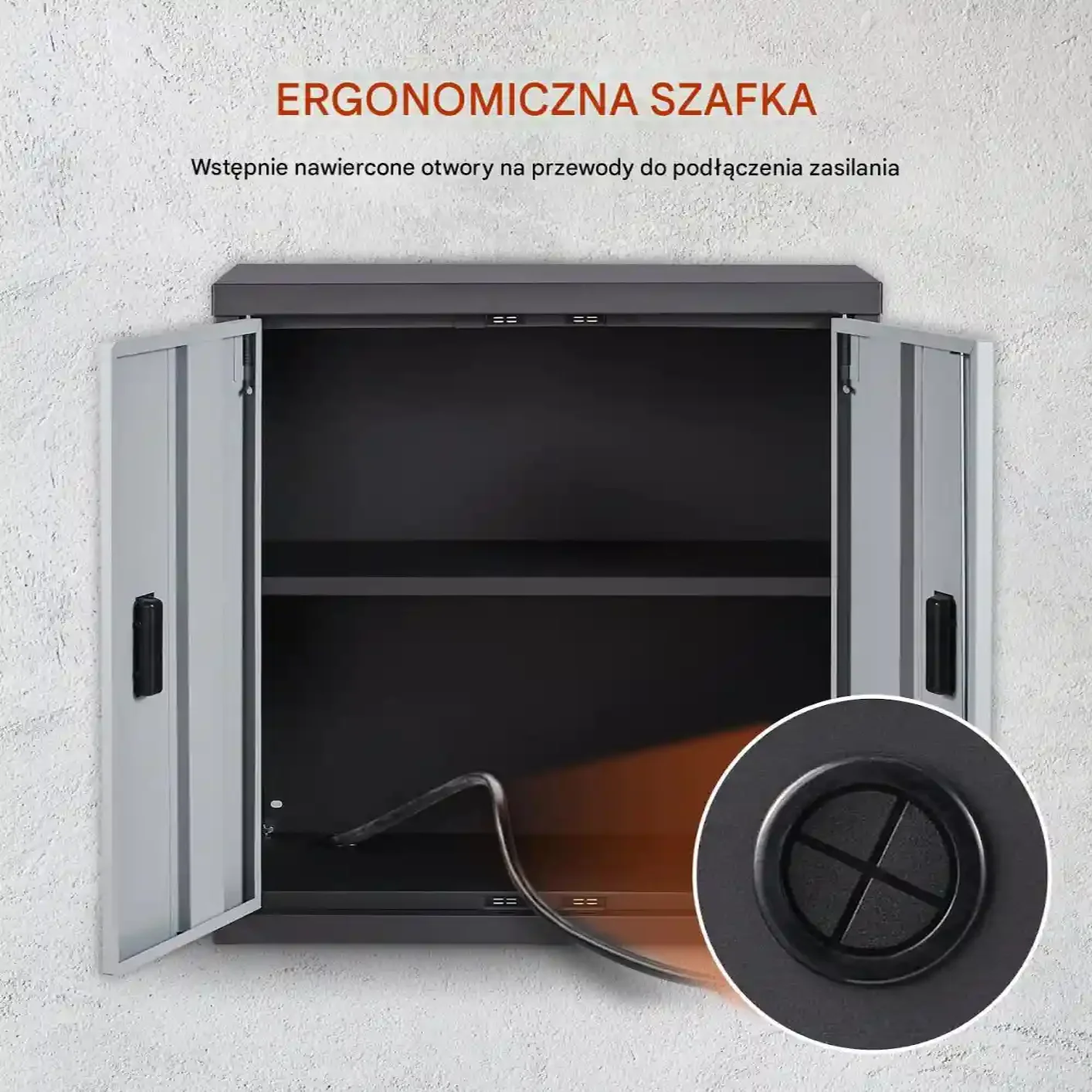 Szafka ścienna metalowa składana garaż biuro narzędzia czarna zamykana - obrazek 6