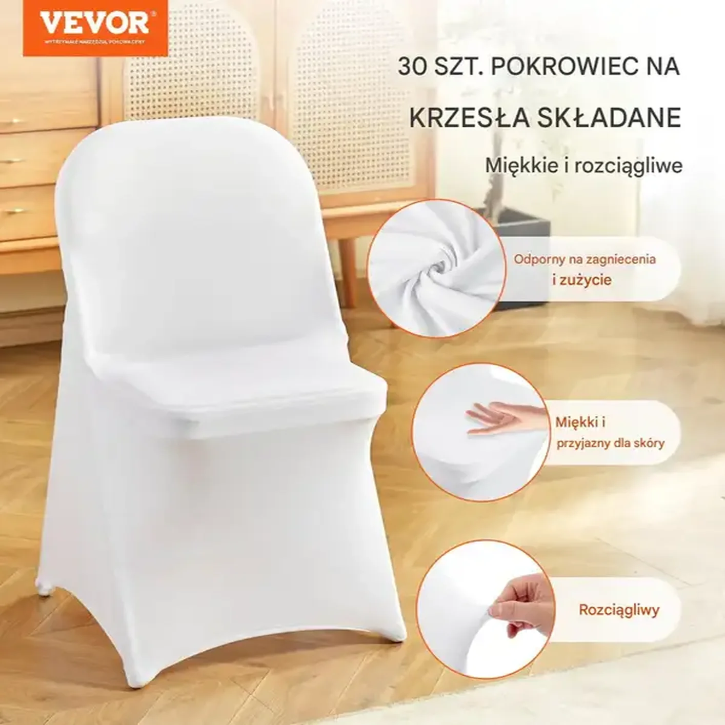 Pokrowiec na krzesło bankietowe ślubne 100 szt. białe - obrazek 2