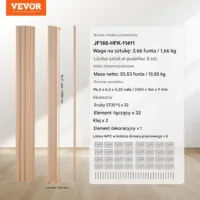 Zestaw 8 Paneli Akustycznych z Listwami Drewnianymi Drewno Jesionowe