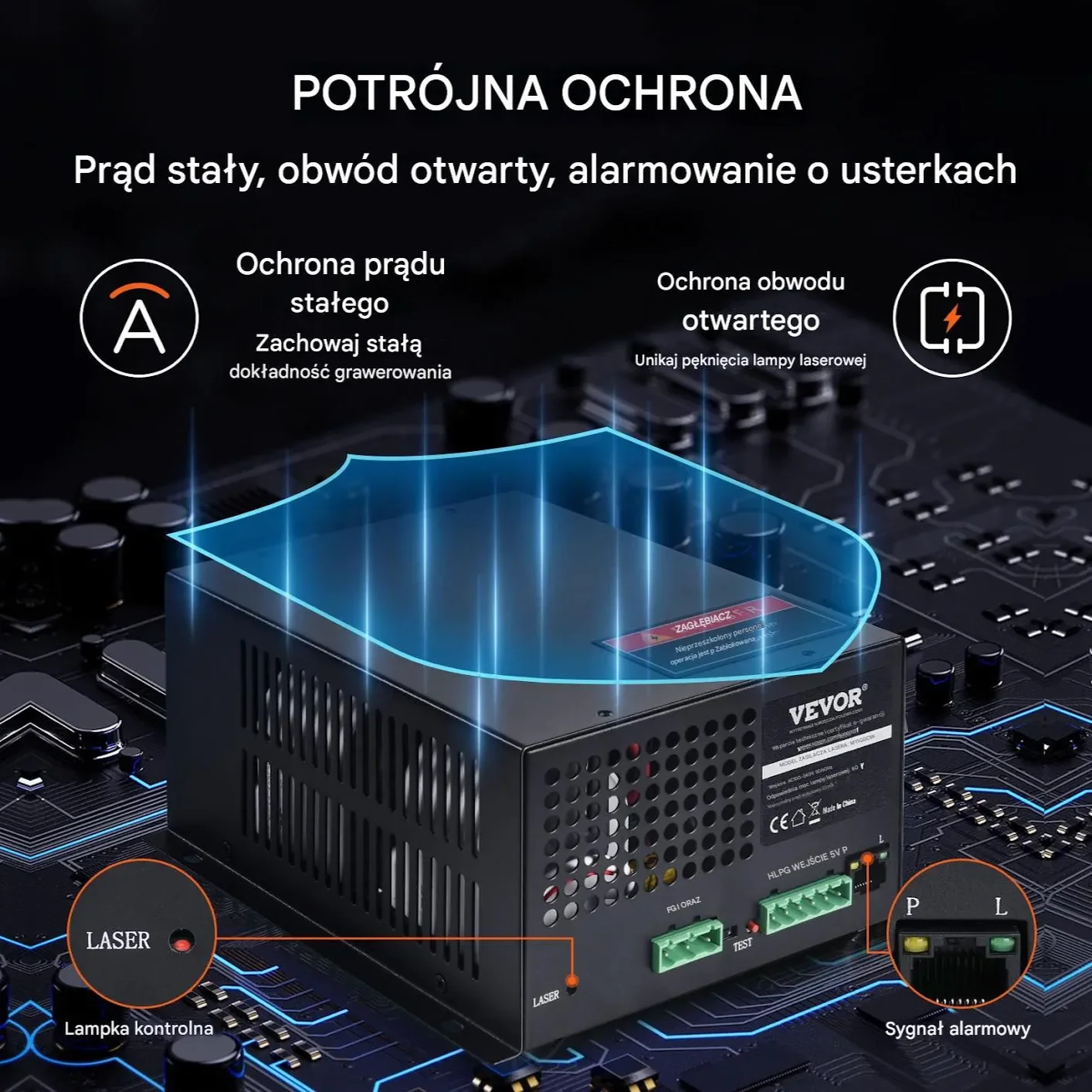 Zasilacz CO2 do Tub Laserowych 60W do Grawerek i Cutterów - obrazek 3