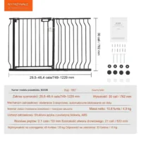 Bramka ochronna barierka zabezpieczająca drzwi schody 74.9–122.9 cm czarna