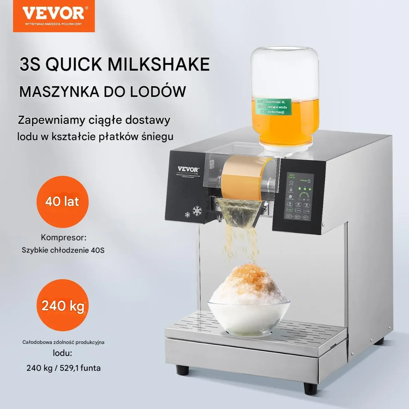 Kruszarka do lodu z chłodzeniem wodnym – do lodów i napojów 240 kg/24h - obrazek 3