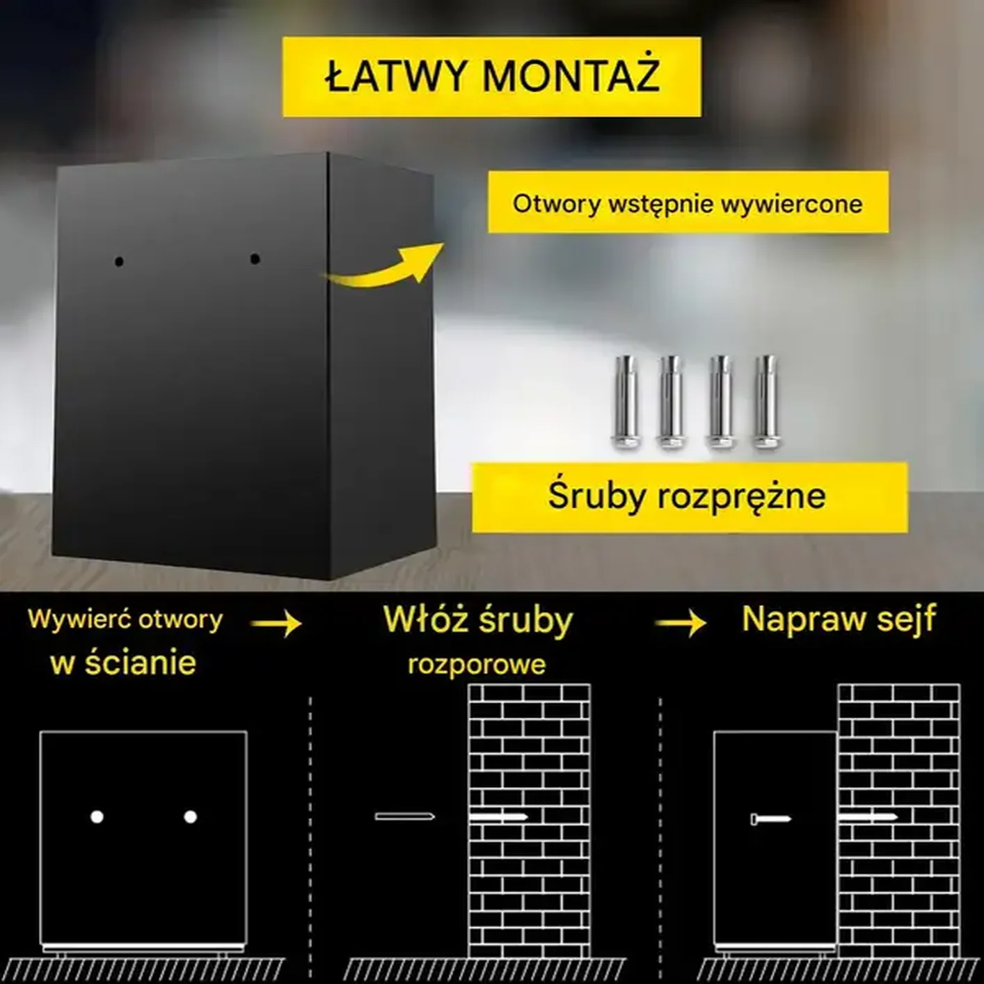 Sejf depozytowy elektroniczny 48L z kodem i wrzutem do domu, hotelu, biura - obrazek 3