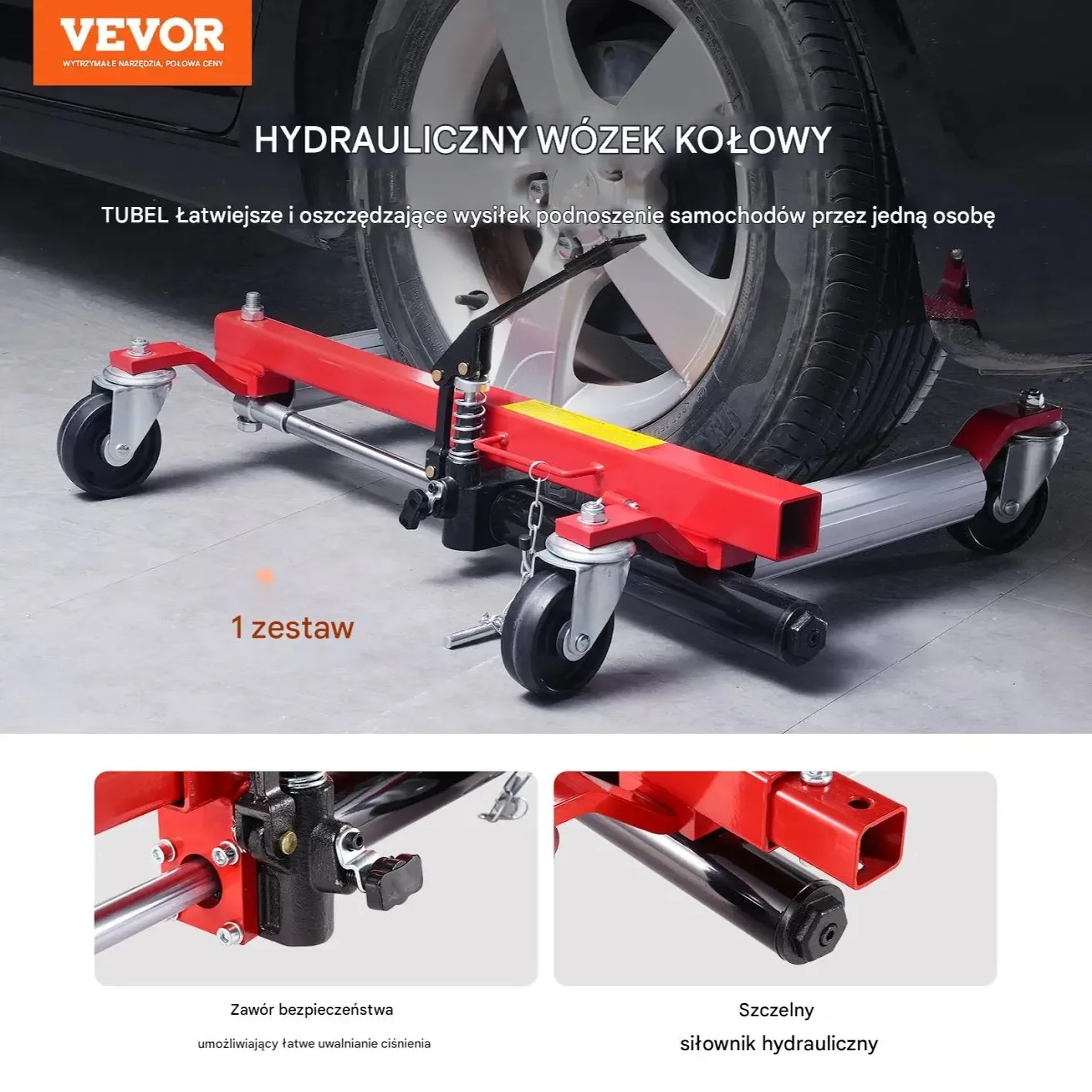 Podnośnik kołowy 680 kg do pozycjonowania pojazdów profesjonalny warsztat - obrazek 2