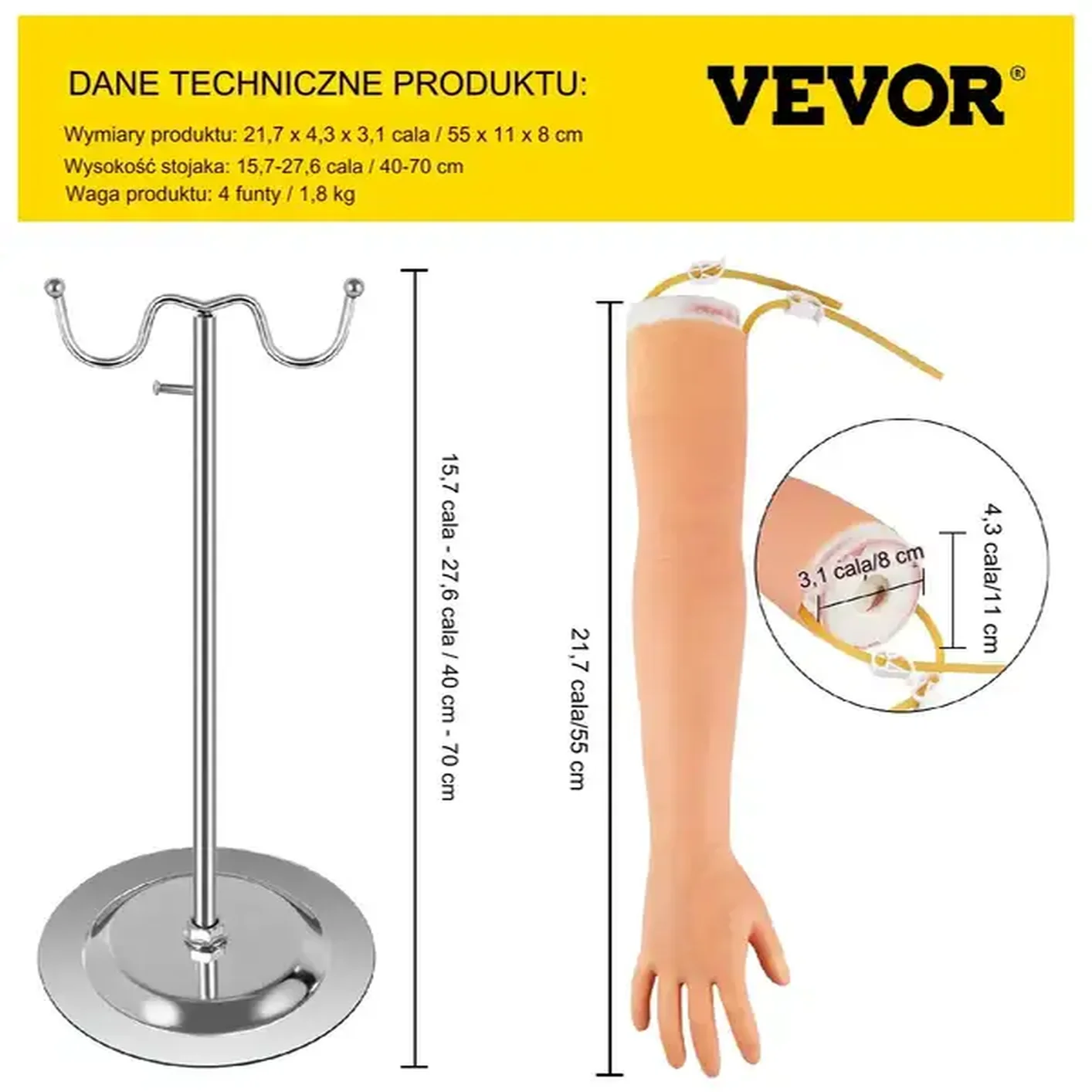 Model do nauki wkłuć dożylnych – ręka, ramię, zestaw szkoleniowy - obrazek 2