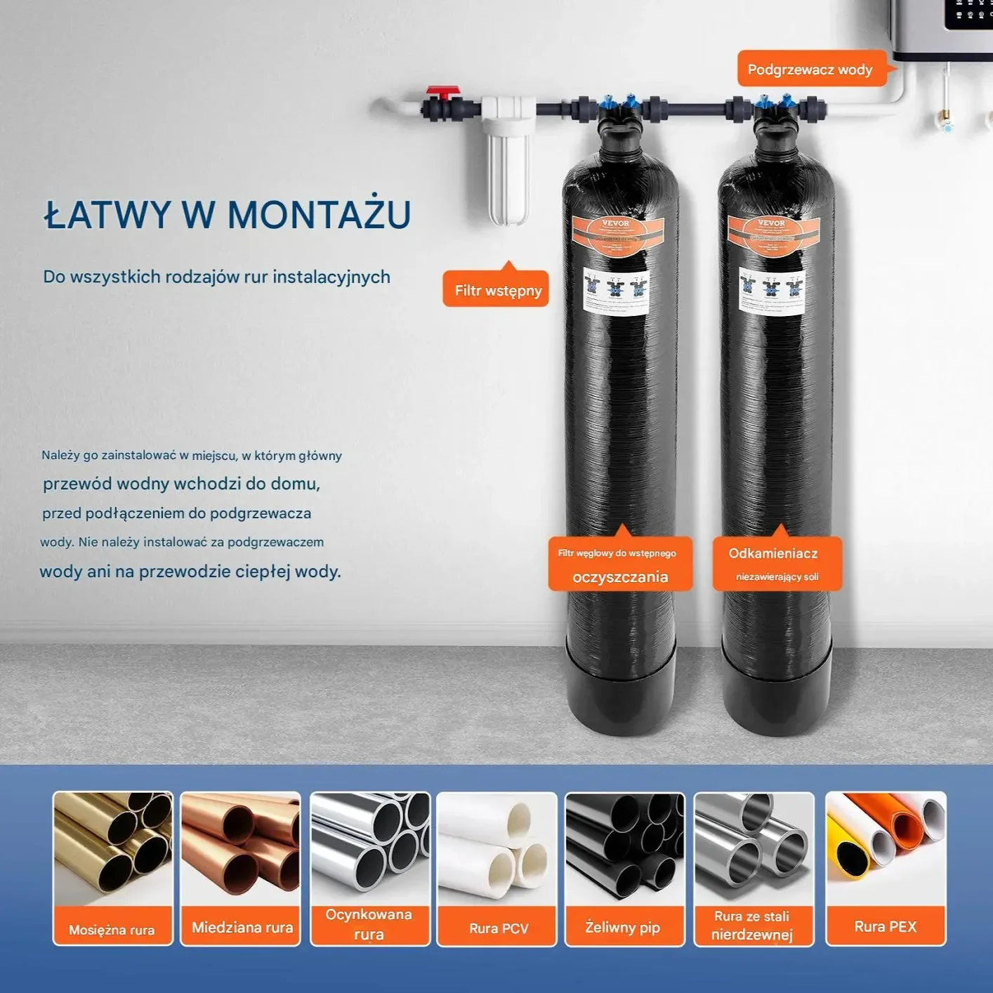 Zmiękczacz wody bezsolny do domu dla 5-8 osób system antykamienny - obrazek 3