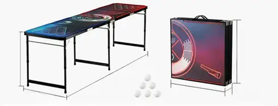 Stół do beer ponga z regulacją wysokości składany gra towarzyska 2,4m + LED - obrazek 4