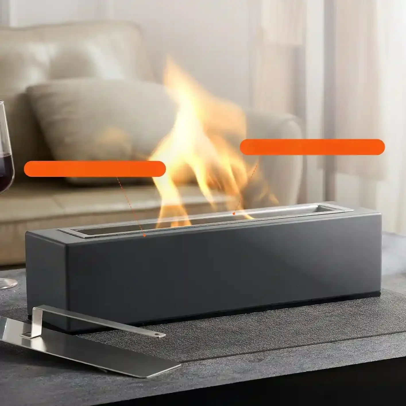 Biokominek kominek wolnostojący na taras stół szyba ogrodowy stojący 38cm - obrazek 3