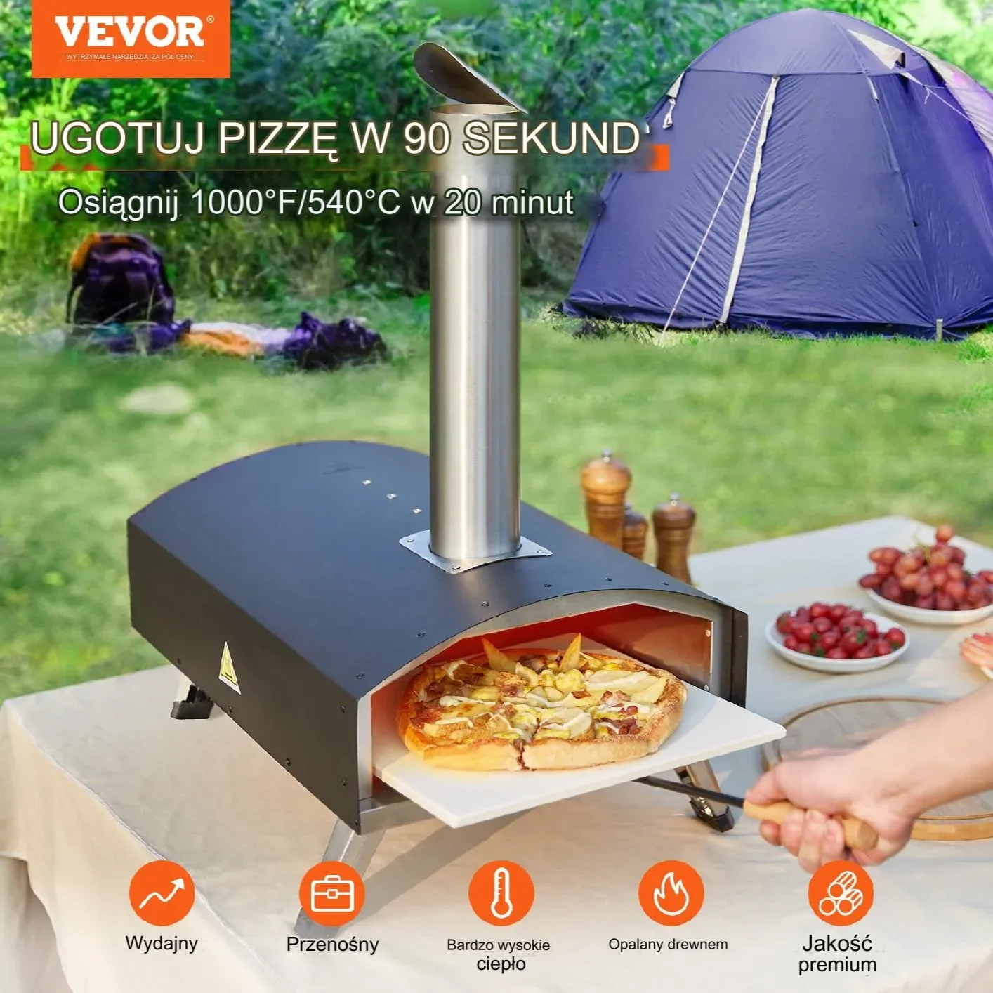 Zewnętrzny Piec do Pizzy Opalany Węglem Drzewnym - obrazek 5