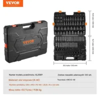 Nasadki udarowe 130el 3/8'' 1/2'' SAE/metric 6-pkt Cr-Mo, w walizce