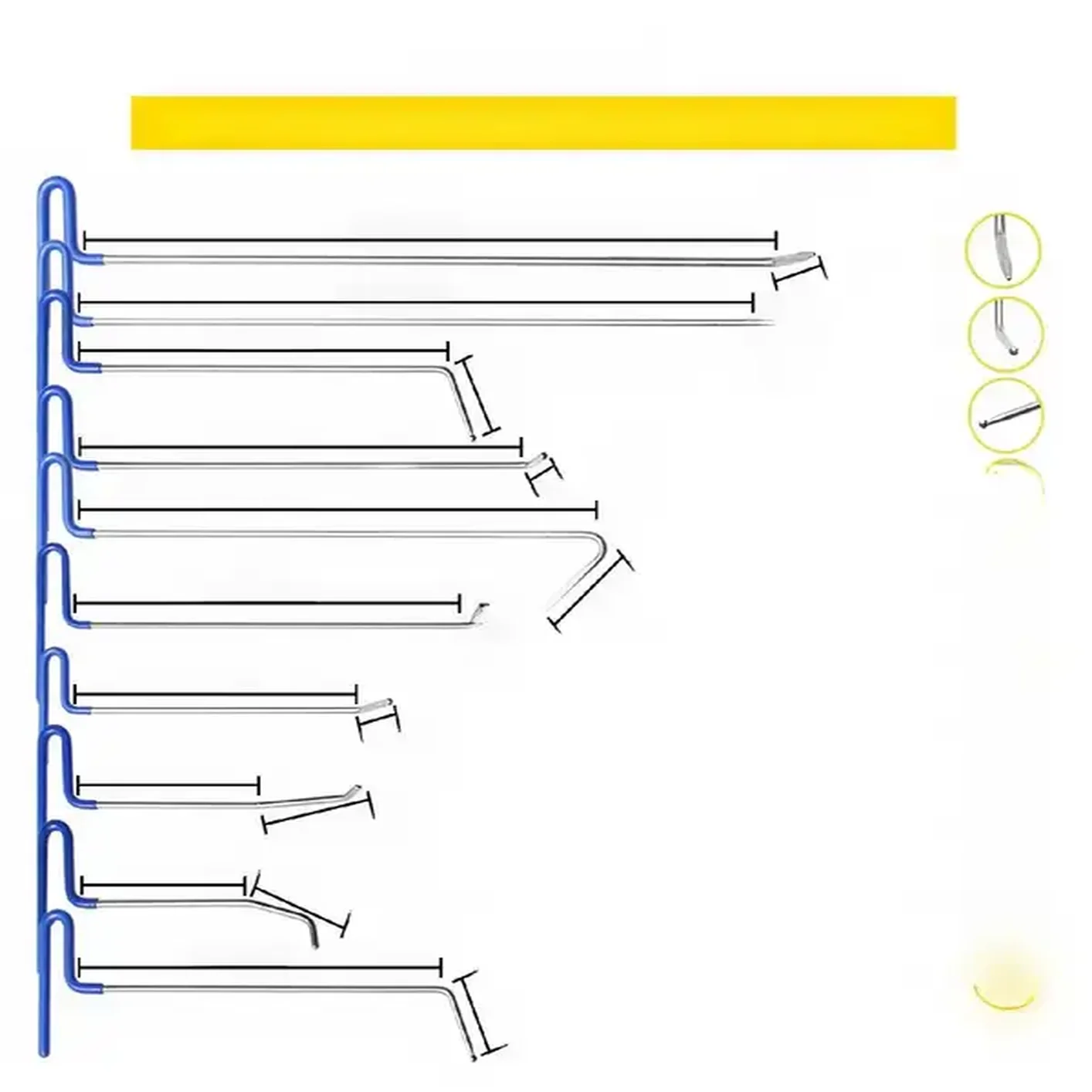 Zestaw narzędzi do usuwania wgnieceń PDR – druty i pręty 21 szt. - obrazek 2