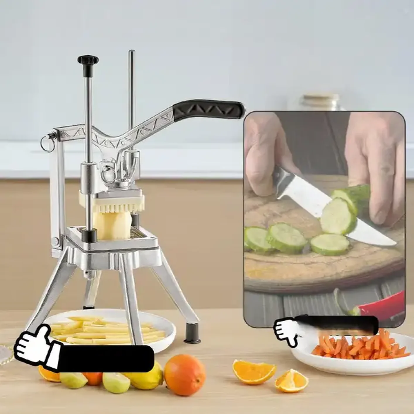 Krajalnica do frytek warzyw ręczna ostrze 6,35 mm - obrazek 2