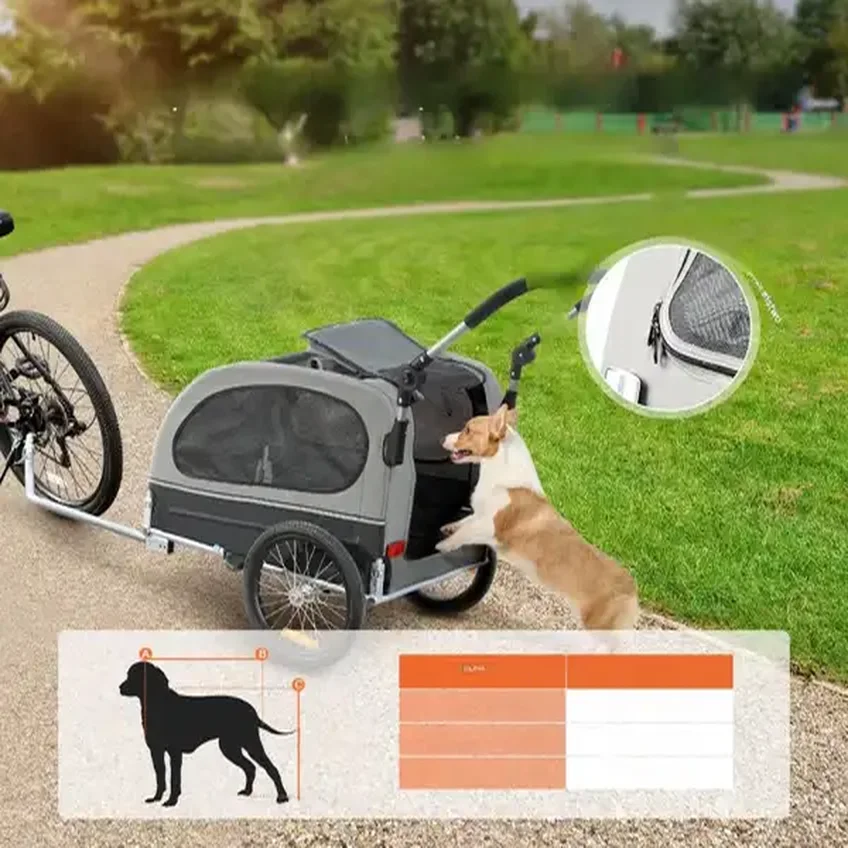 Przyczepka rowerowa dla psa do przewozu transporter do 40 kg szary - obrazek 5