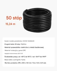 Przewód elektryczny 10AWG 15,24m miedziany 6 mm² kabel zasilający premium