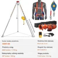 Trójnóg Statyw Ratowniczy z Wciągarką do Przestrzeni Zamkniętych 1180 kg Dmuchawa