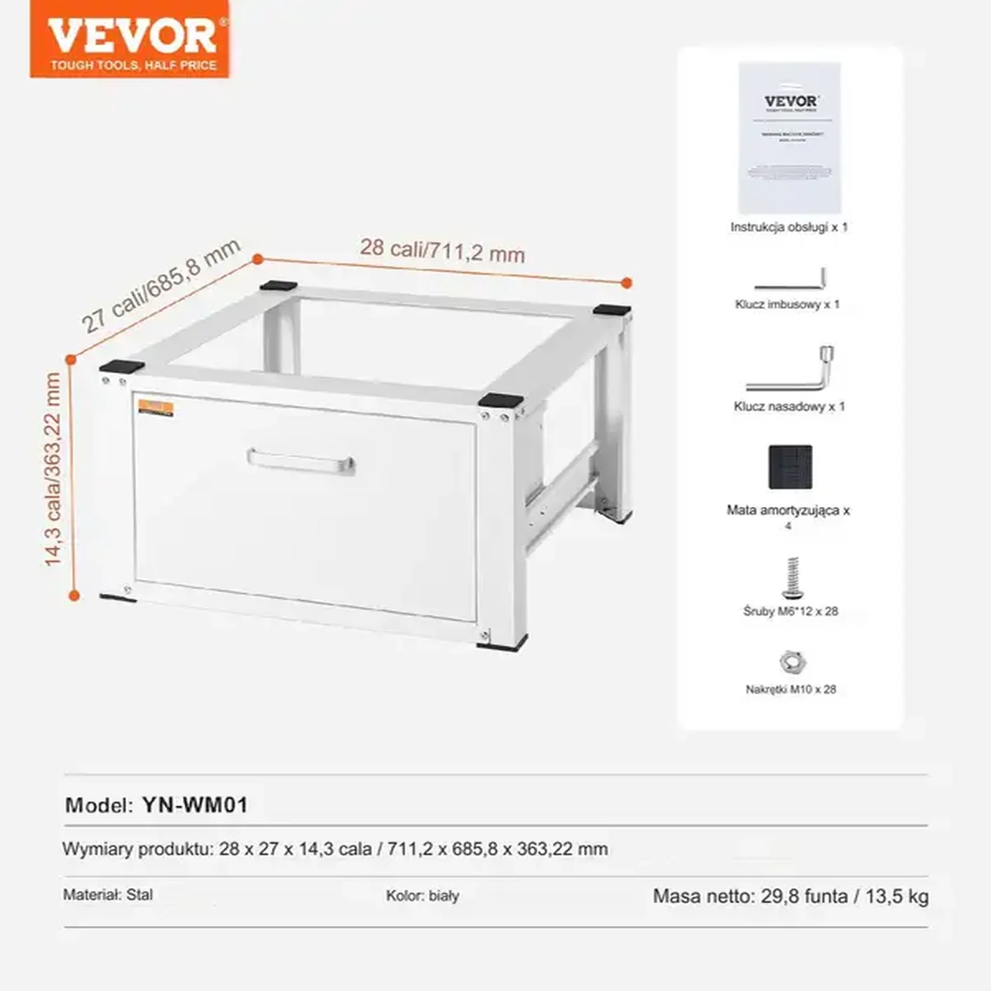 Podstawa pod pralkę suszarkę AGD z szufladą - obrazek 2