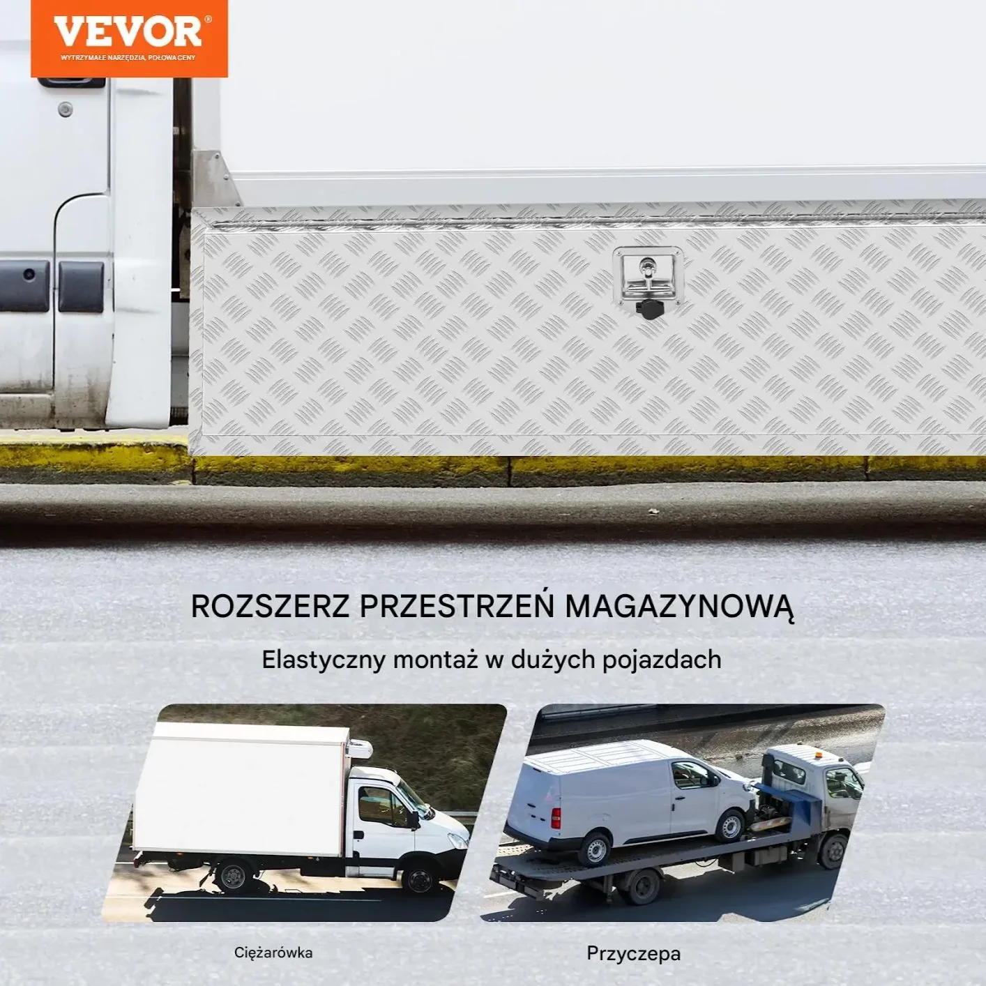 Skrzynia narzędziowa podwoziowa aluminiowa 152×61×61cm wodoodporna zamek - obrazek 2