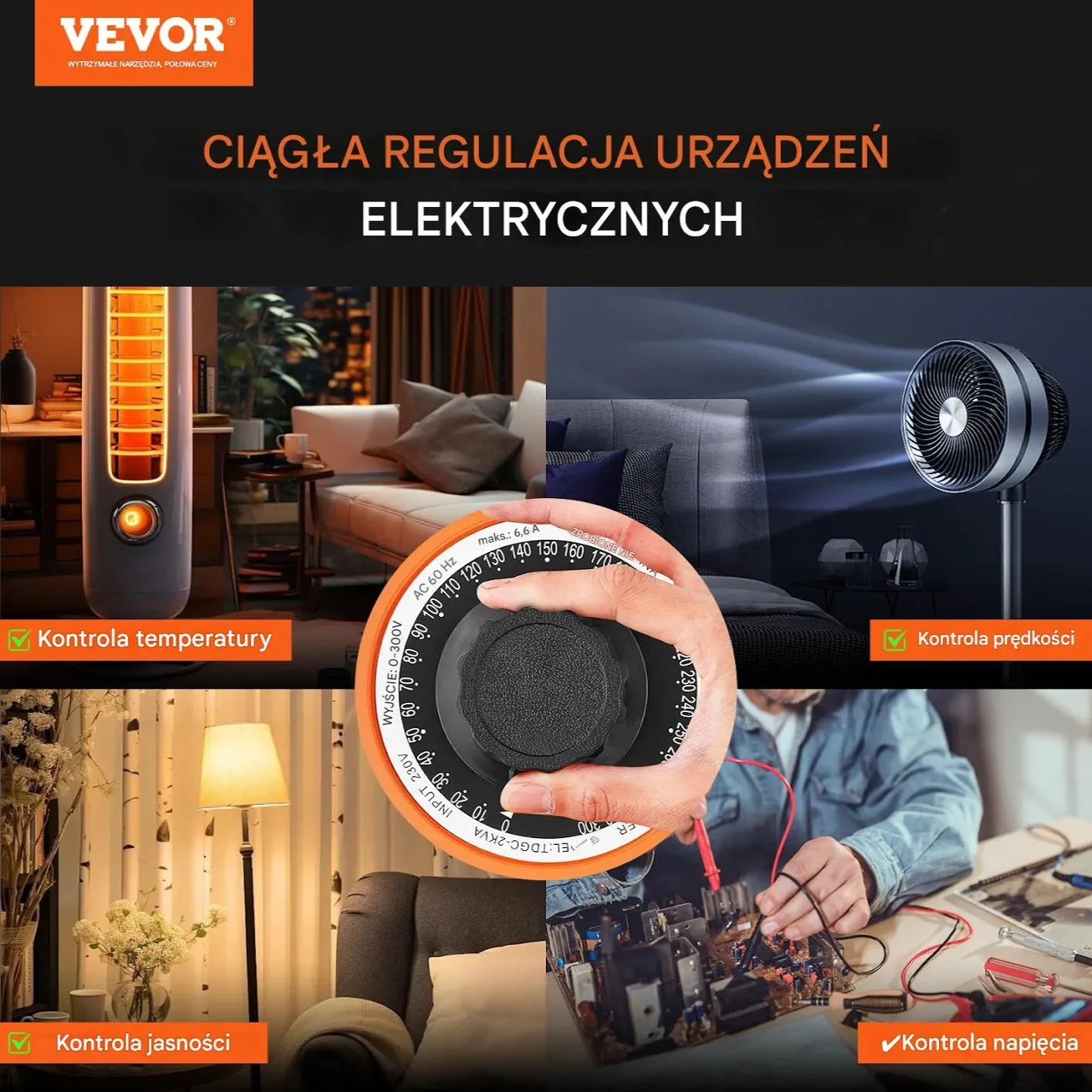 Regulator napięcia 2000VA 0-300V 6,6A z wyświetlaczem LCD CE - obrazek 6