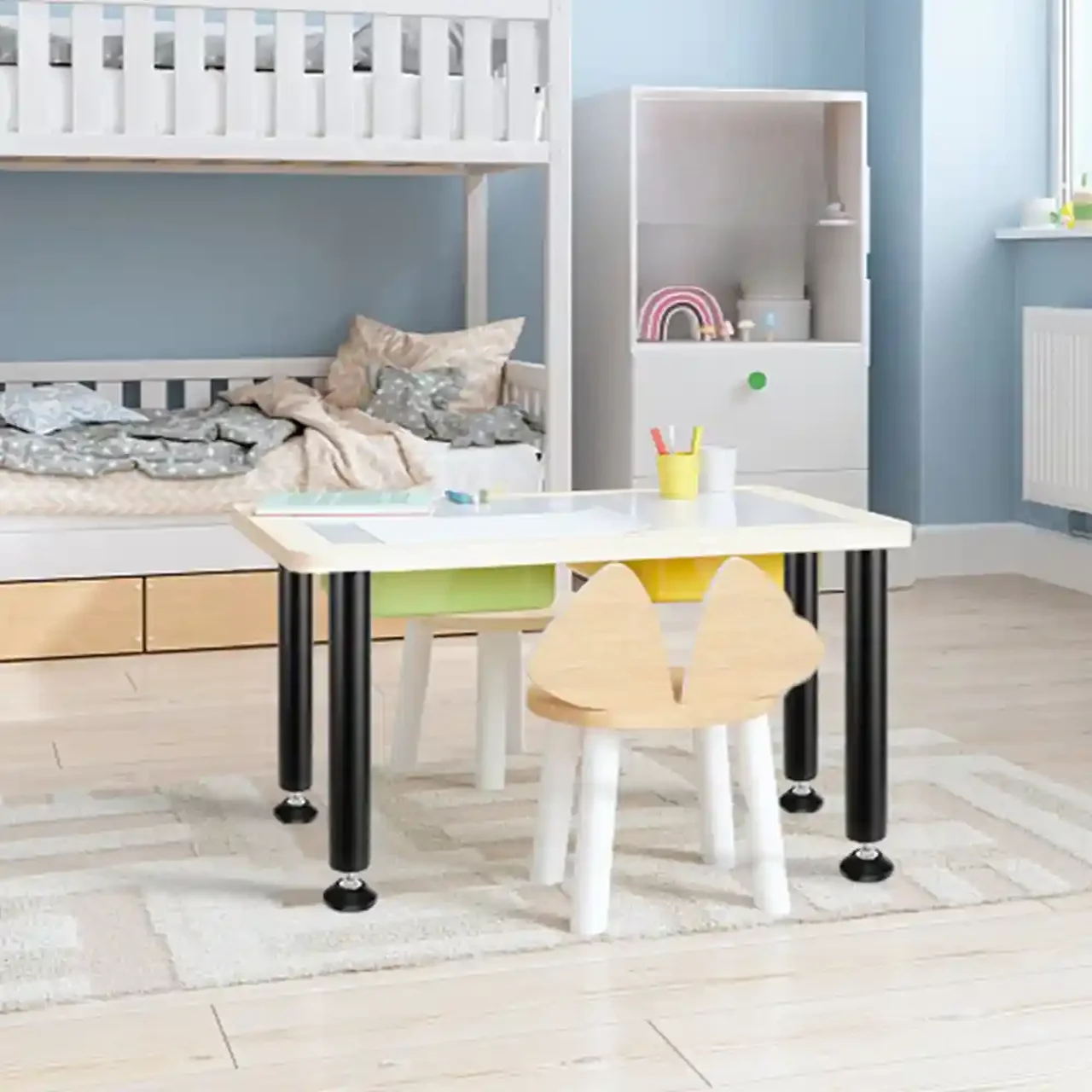 Nogi stołowe regulowane 41 cm, 4 szt., 544 kg, czarne mat, stal, DIY - obrazek 7