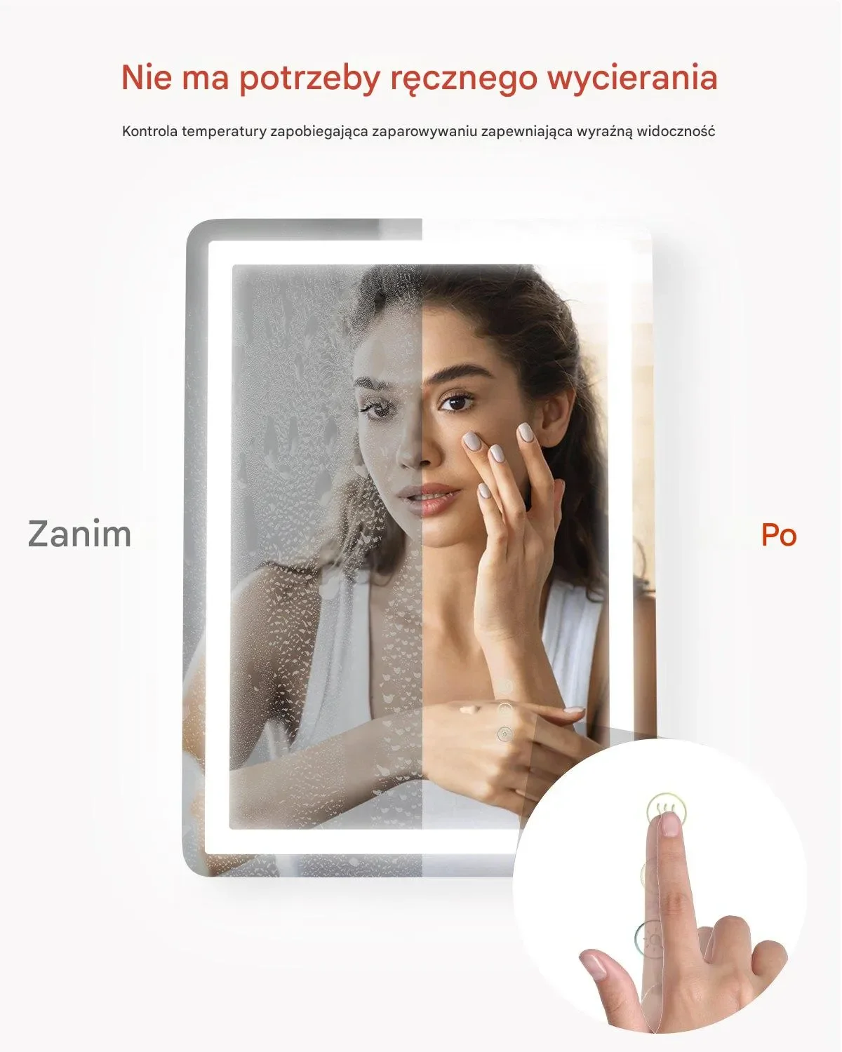 Lustro LED do Łazienki 50x70 cm z Podświetleniem i Funkcją Anti-Fog - obrazek 3