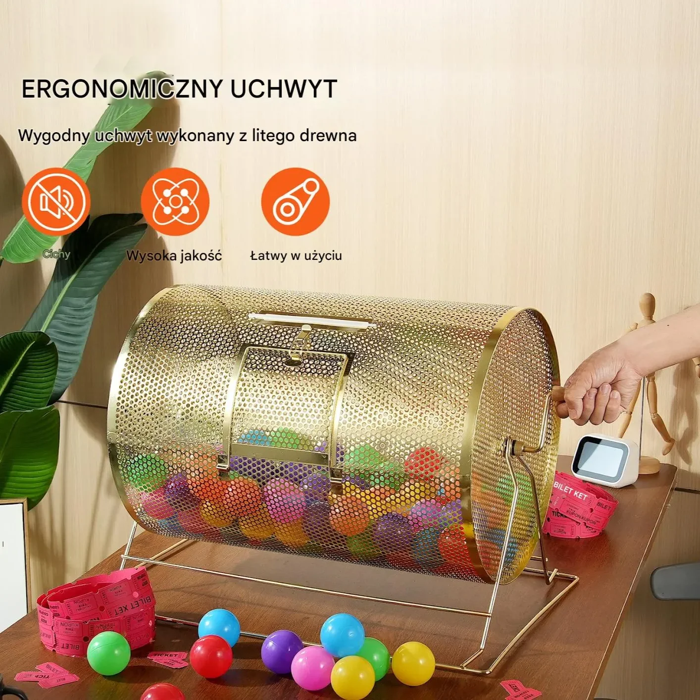 Bęben do losowania 37x54cm mosiężny 10000 biletów konkurs loteria - obrazek 2