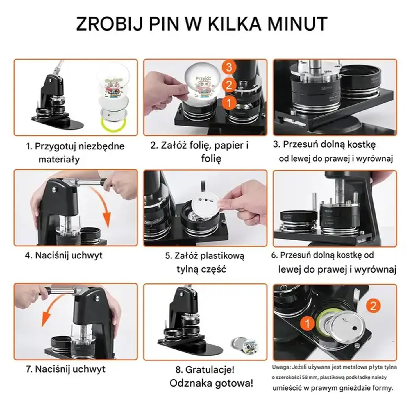 Prasa do pinów 2w1, 25 i 58 mm 500 kompletów, wycinarka aluminiowa - obrazek 5