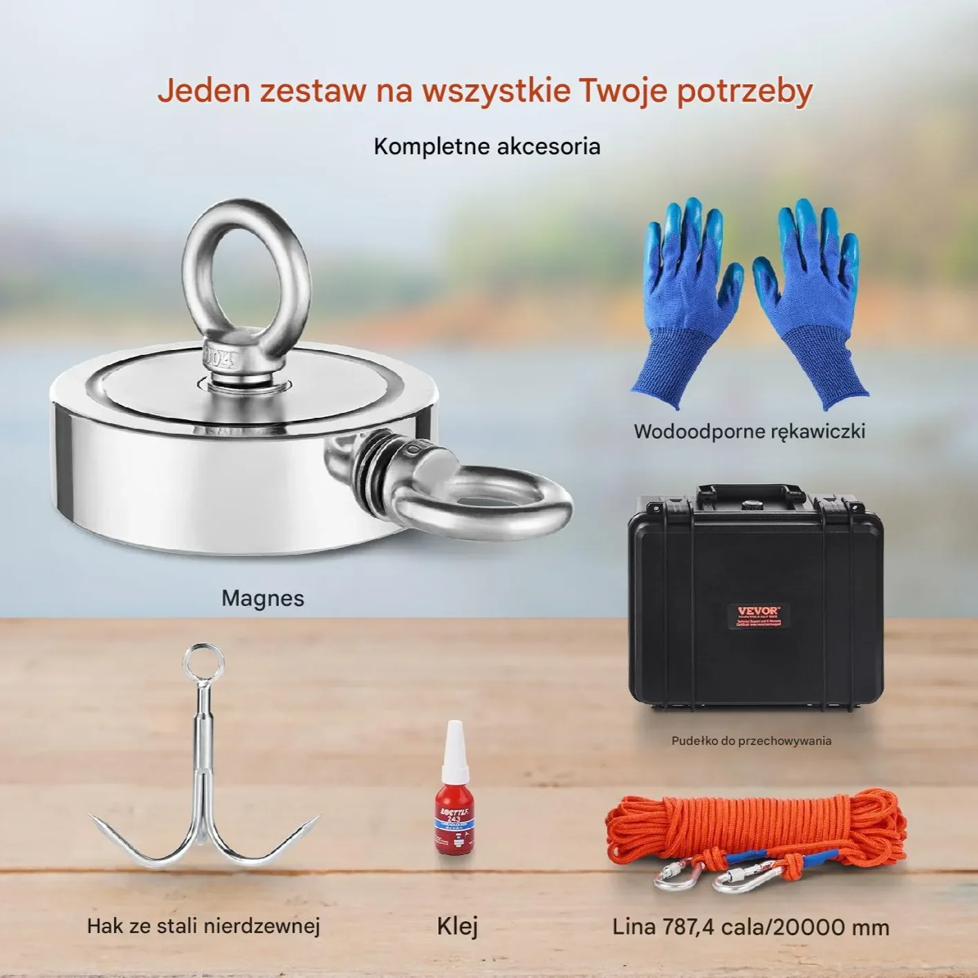 Zestaw do Łowienia na Magnes o Sile 635 kg - obrazek 2