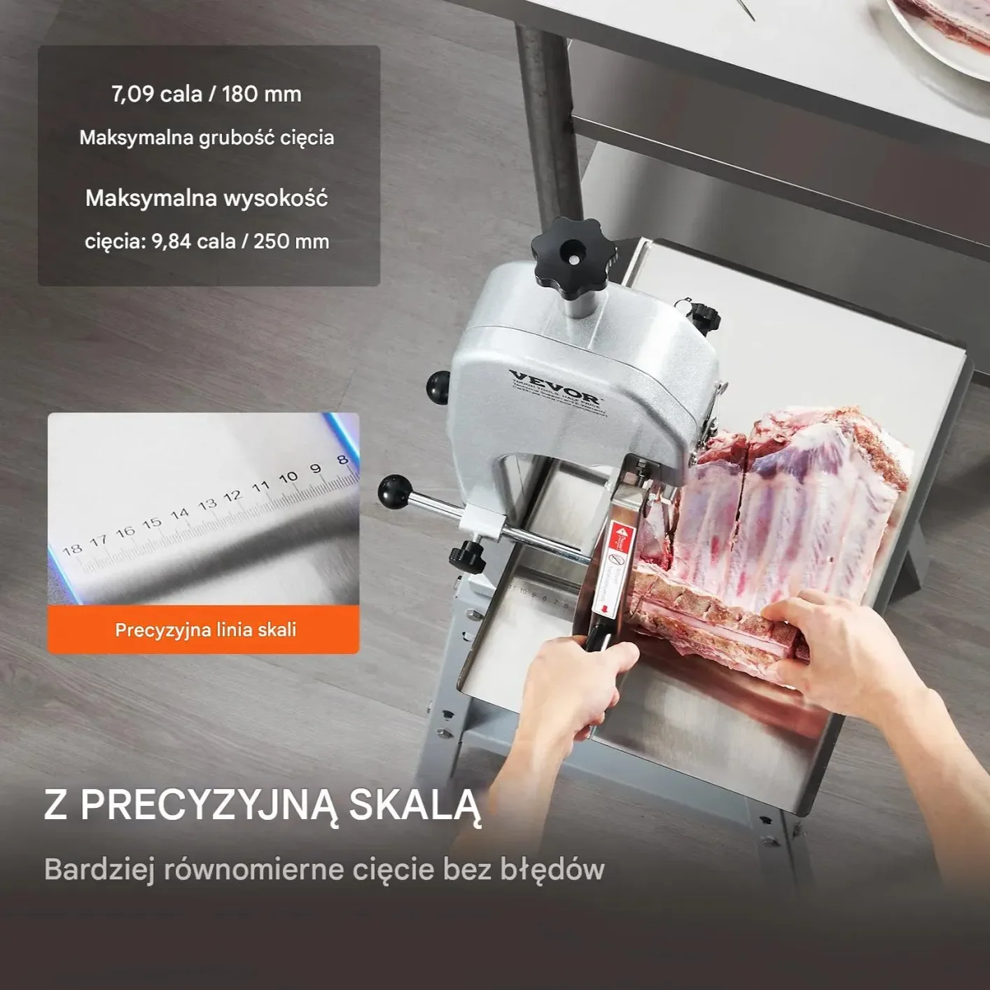 Piła taśmowa do mięsa 850W stal nierdzewna do kości gastronomia - obrazek 4