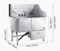 Wanna groomerska 127 cm stal 304 rampa antypoślizgowa szafka drzwi lewe