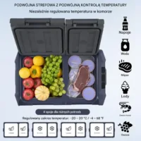 Lodówka turystyczna samochodowa przenośna z zamrażalką kompresorowa 40L 60W