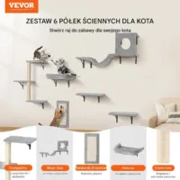 Półki dla kota 6szt ścienne – zestaw platformy hamak drapak do zabawy