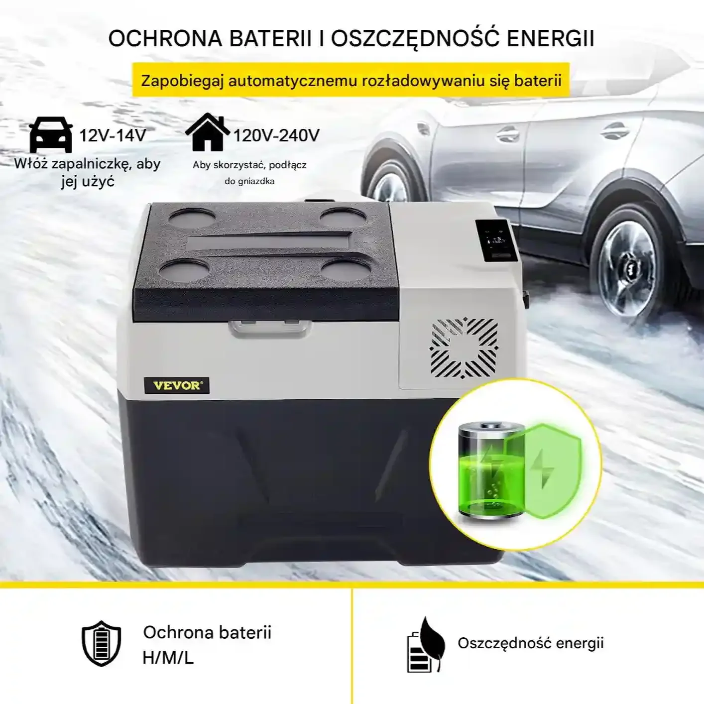 Lodówka samochodowa 40L kompresorowa -20 do 20°C 12/24V + 230V Bluetooth - obrazek 5