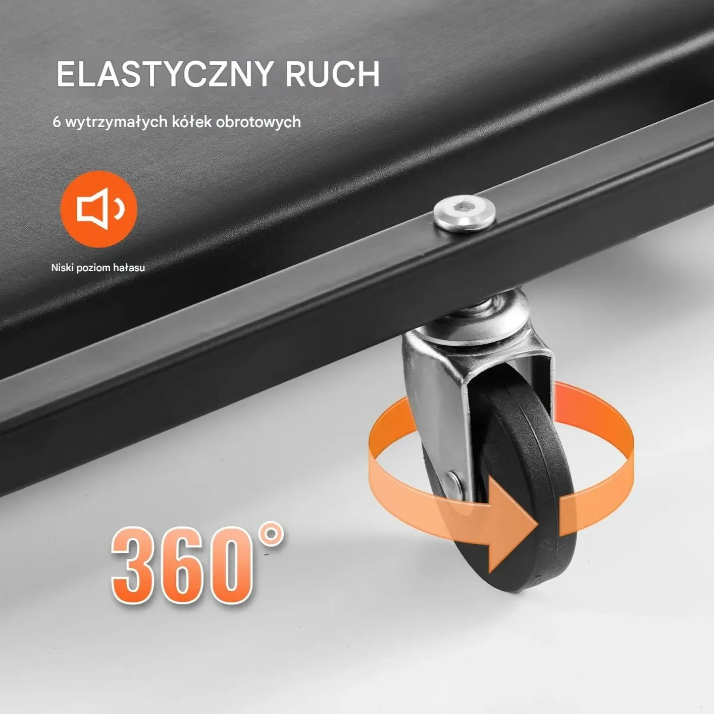 Leżanka warsztatowa 1016mm stalowa niska na kółkach regulowany zagłowek - obrazek 5