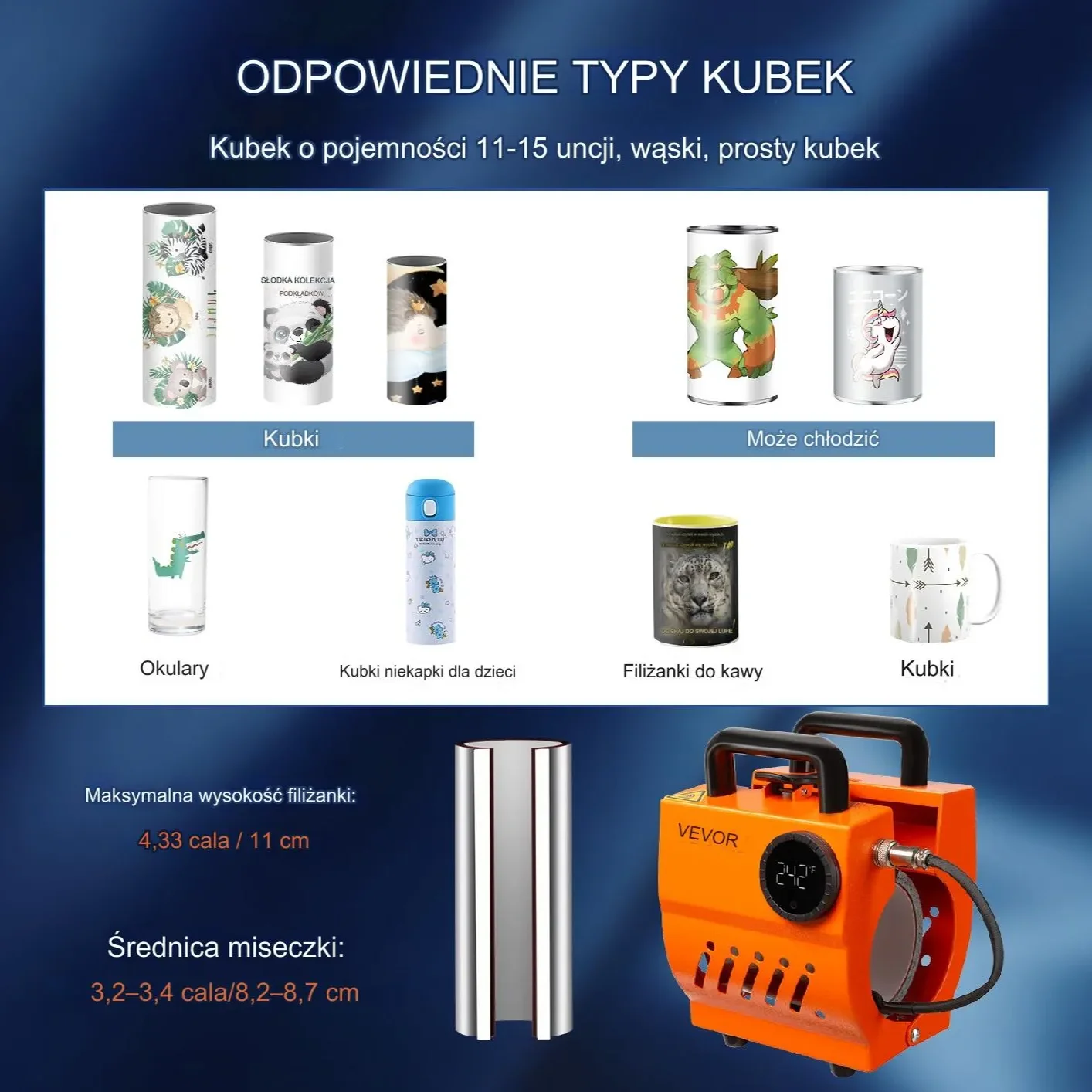 Prasa do sublimacji kubków 350W z rękawicami – komplet do druku 8,7cm - obrazek 13