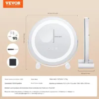 Okrągłe Lustro do Makijażu z Podświetleniem LED i Sterowaniem Dotykowym