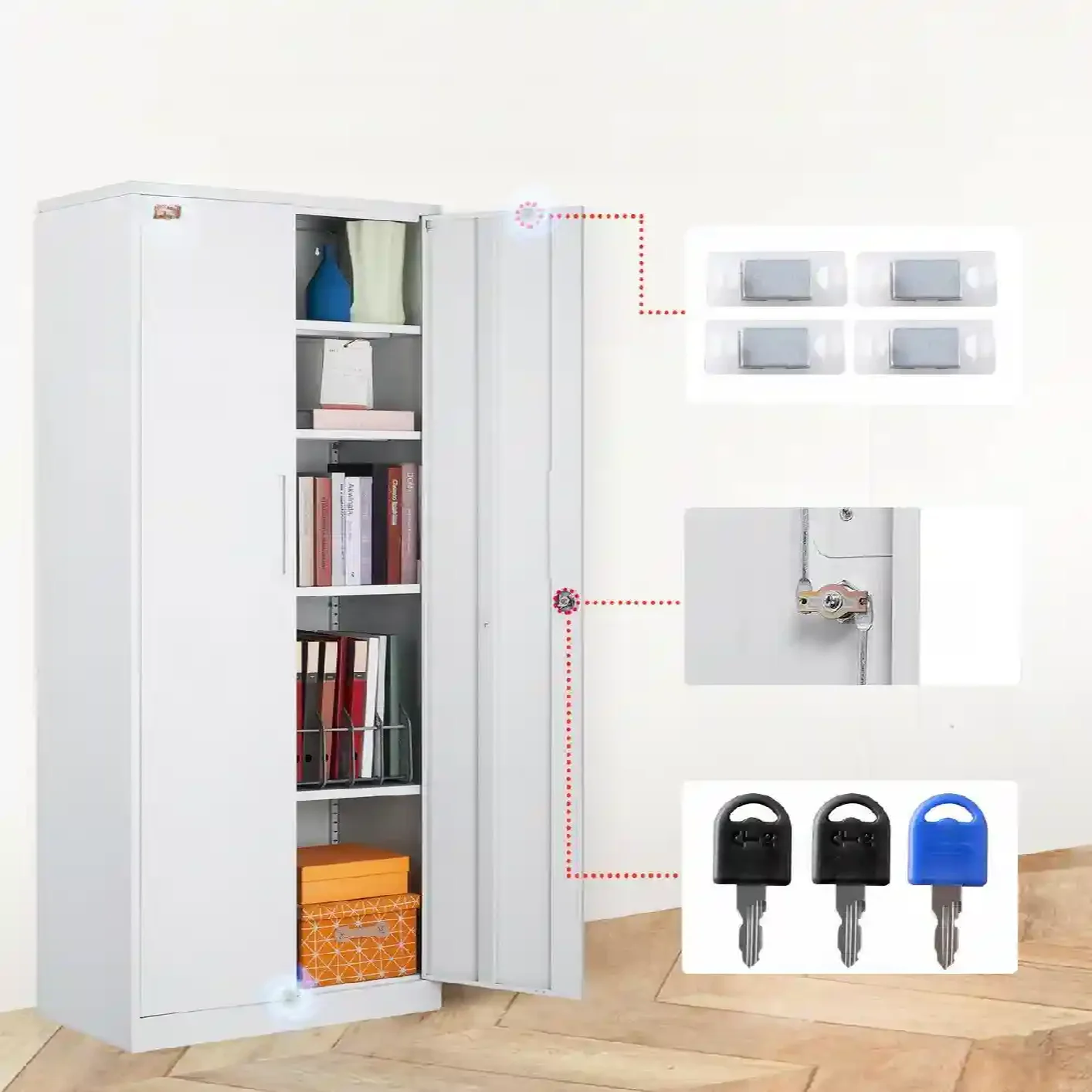 Szafa Biurowa Metalowa Na Dokumenty Akta 80x40x180 cm biała - obrazek 2