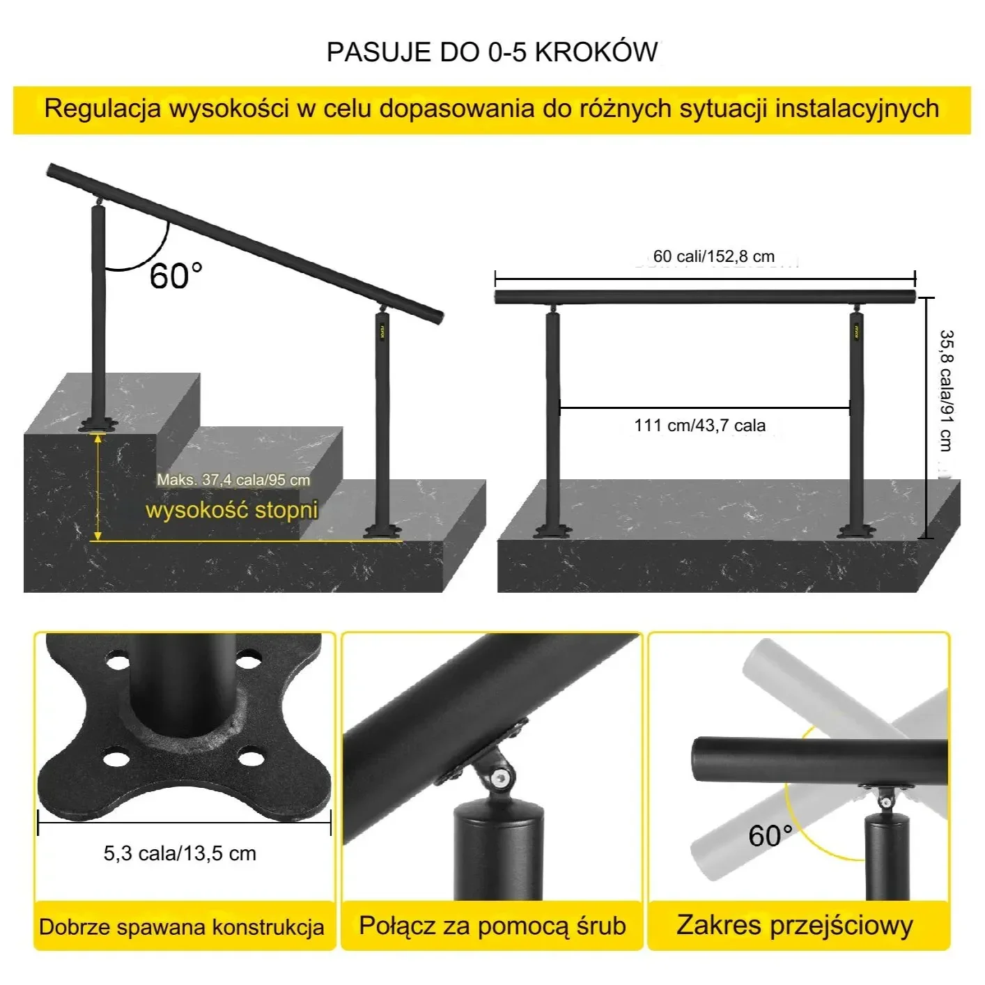 Zestaw Poręczy do Schodów Zewnętrznych 0-5 Stopni - obrazek 5