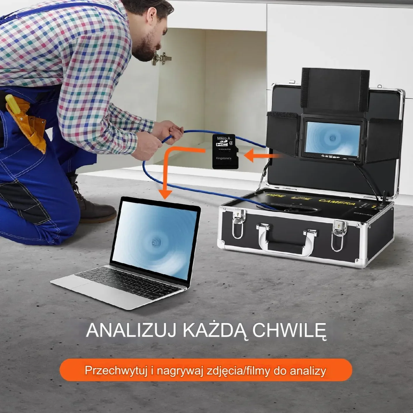 Kamera inspekcyjna do rur i kanałów Endoskop Boroskop 30m - obrazek 4